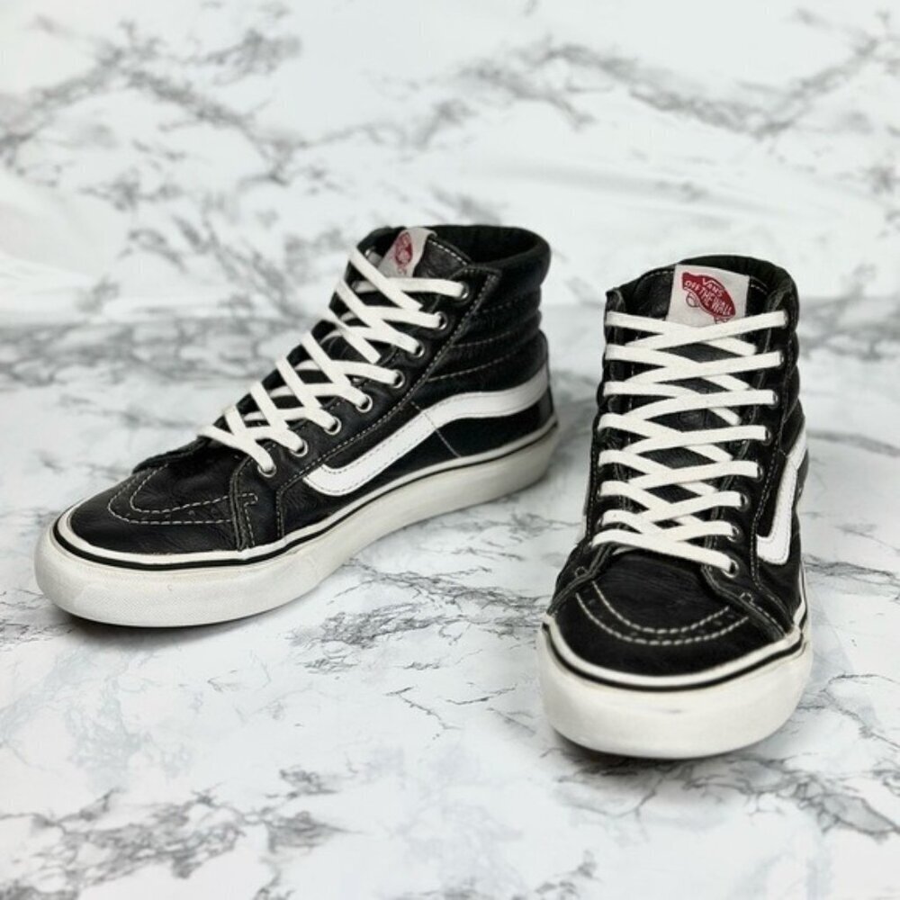 Vans Premium Leather Black Ski Hi Sneaker High Top